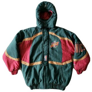 Vintage 90s Seattle Supersonics Nba Hooded Jacket Coat Child Size M 10/12 Logo
