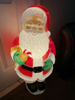 Vintage 30 " Santa Claus Christmas General Foam Blow Mold Lighted Great