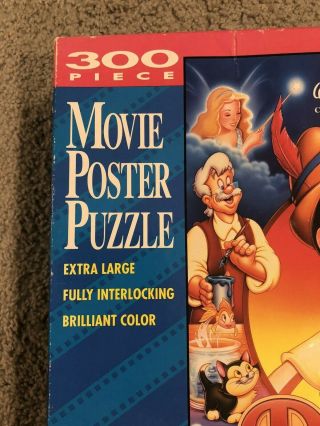 Walt Disney’s Pinocchio Classic MOVIE POSTER PUZZLE 300 PIECE Vtg Complete XL 3