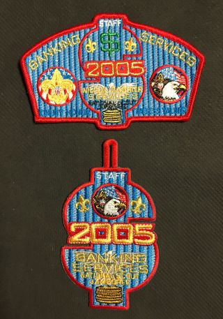 2005 National Boy Scout Jamboree Patches Banking Services Staff Badge Set Red