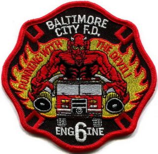 Maryland - Baltimore City Fd Engine 6 Old Style " Devil " Patch