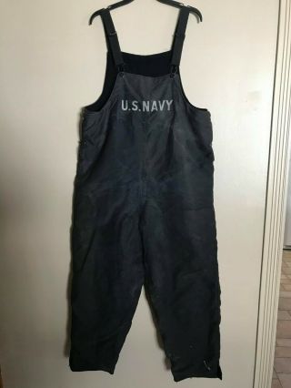 Vintage Ww2 Us Navy Blue Stenciled Bib Overalls - Deck Pants