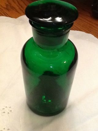 Emerald Green Glass Apothecary Bottle W/glass Stopper
