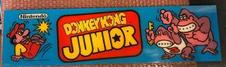 Nintendo Donkey Kong Jr Junior Arcade Marquee Plexi 22 3/8” X 5 3/4”
