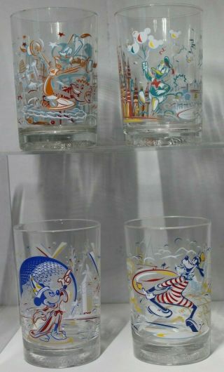 Set Of 4 Mcdonalds Disney World 100 Years Of Magic 25th Anniversary Cups Glasses