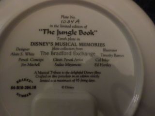 Disney ' s Musical Memories Bradford Exchange Plate The Jungle Book 3