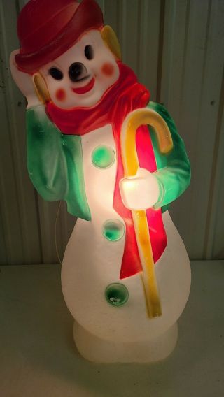 Vtg Empire Hobo Clown Snowman Blow Mold Plastic Christmas Yard Decor 34 " 1971