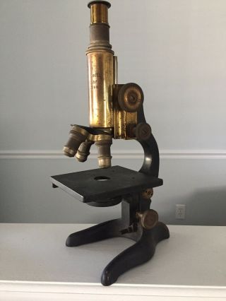 Antique Ernst Leitz Wetzlar Microscope No.  242396 Brass & Cast Iron