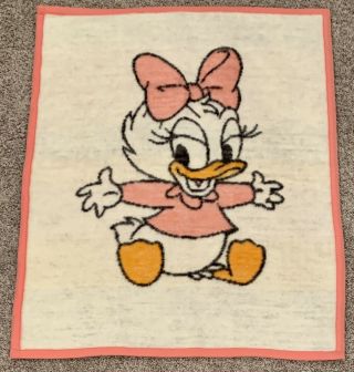 Vintage Rare Biederlack Disney Baby Daisy Duck Throw Blanket 28x42 Soft