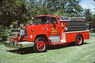 Fire Apparatus Slide,  Engine 4,  Hillside Fd / Ny,  1982 Ford / Saulsbury