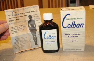 Vintage Colban Cough Syrup Nos Store Stock Full Glass Bottle Buffalo Ny