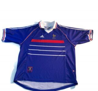 Vintage Adidas France 1998 World Cup Fff Soccer Football Futbol Jersey Size Xl