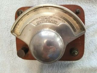 Antique 19th C 1885 Thomson Voltmeter 2371 General Electric Co Wood Case