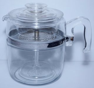 Vintage Pyrex Flameware Clear Glass Percolator Coffee Pot 9 Cup 7759 Complete