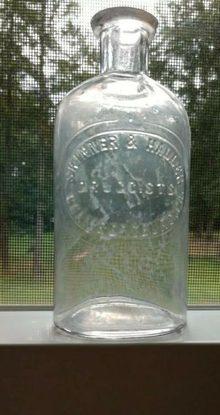 Antique Glass Skinner & Haller Pharmacy Glass Bottle Chambersburg,  Pa
