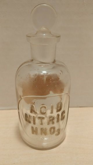 Antique Nitric Acid Laboratory Bottle - Ground Stopper - 125ml