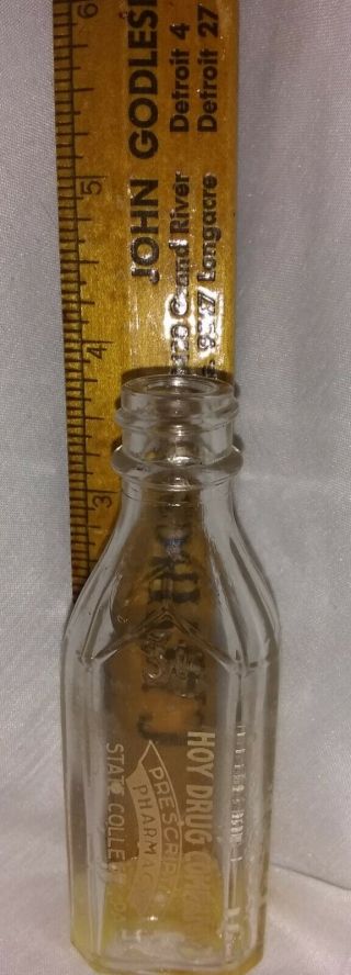 1930s Apothecary Medicine Bottle Hoy Drug Co State College Pa Knox Glass Co.