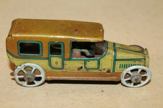 VINTAGE 1920 ' s TIN LITHO FISCHER PENNY TOY LIMOUSINE W/ OPEN CAB and DRIVER 2