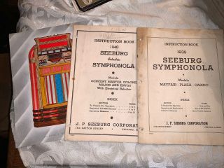 1939 - 40 Seeburg Symphonola Cadet Brocure And Instruction Books
