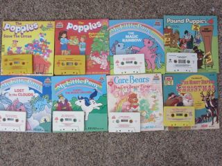 8 - Read Along Books/tapes Vintage Care Bears Popples My Little Pony Pound Puppie