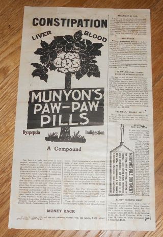C1895 Antique Quack Medicine Handbill Advertising Munyon 