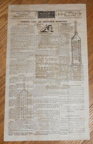 c1895 Antique Quack Medicine Handbill Advertising Munyon ' s Paw - Paw Pills 2
