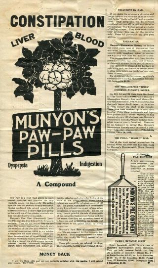c1895 Antique Quack Medicine Handbill Advertising Munyon ' s Paw - Paw Pills 3