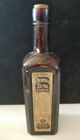 NOS Vintage 1906 DR.  HOBSON ' S DERMA ZEMA ALTERNATIVE Medicine w/ Box & Papers 2