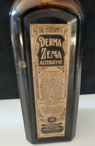 NOS Vintage 1906 DR.  HOBSON ' S DERMA ZEMA ALTERNATIVE Medicine w/ Box & Papers 3