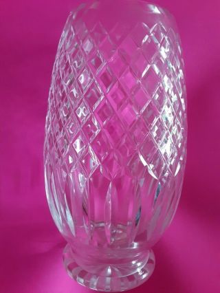 Cartier Vintage Cut Crystal 9 " Vase Criss Cross & Vertical Signed Bottom In Photo