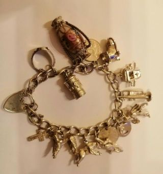 Vintage Georg Jensen Sterling Silver Charm Bracelet - 60.  9 Gms