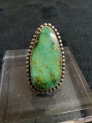 Vintage Sterling Silver Royston Green Turquoise Ring Size 10