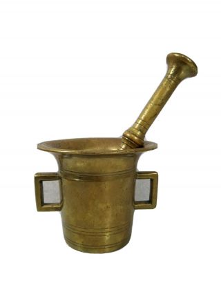 Vintage Solid Brass Mortar And Pestle Apothecary