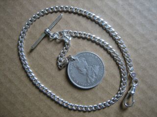 Vintage Unique Albert S/silver Pocket Watch Chain 14in.  Long