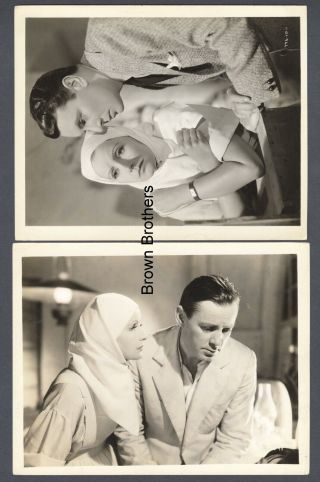 Vintage 1934 Hollywood Star Greta Garbo " Painted Veil " Movie Photos (2pc) 2 - Bb