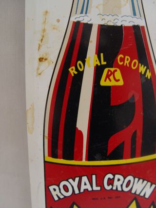 Vintage Drink Royal Crown Cola RC Soda Tin Advertising Sign With Bottle 3