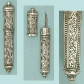 Elegant Antique French Silver Needle Case Circa 1890s