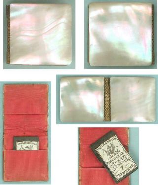 Tiny Antique Mother of Pearl Needle Book English Circa 1870 2