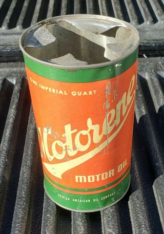 Vintage British American B/a Motorene Motor Oil Imperial Quart Tin Can