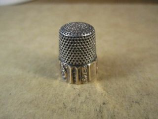 Antique Sterling Silver & 14k Gold Thimble,  Signed Mkd,  7g