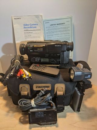Vintage Sony Ccd - Tr400 12x Video Hi8 Handycam Camera,  Np - 98 Battery,  Ac - V25 More