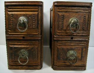 Antique Home Oak Sewing Machine Cabinet Drawers Two Pairs W/ Finished Tops