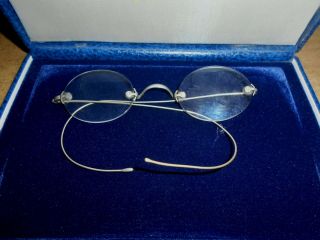 Pair Antique Eyeglasses Oval Lenses