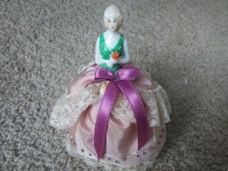 Antique Pincushion Half Doll Porcelain Flapper Girl