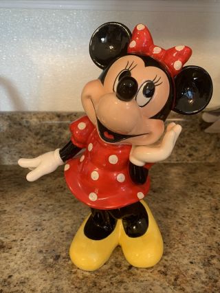 Vintage Disney Minnie Mouse Cute Porcelain Ceramic 9 " Statue Figurine Japan