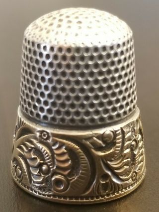 Antique Sterling Silver & 14k Gold Thimble By Ketcham & Mcdougall