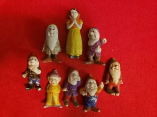 Walt Disney 1930s Snow White And The Seven Dwarfs Bisque Figurines Japan Figures