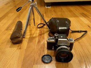 Vintage Nikon F,  FTn Photomic 35mm SLR Film Camera 50mm F/1.  4 Nikkor - S w/Tripod 2