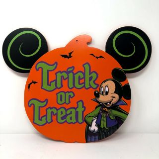 Disney Parks Mickey Mouse Vampire Halloween Wood Door Sign Trick Or Treat