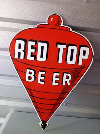 Vintage Red Top Beer Porcelain Sign (24in Scarce)